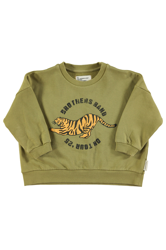 Sweatshirt | Olive Green w/ Tiger Print