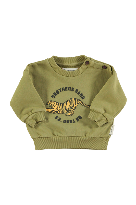 Sweatshirt | Olive Green w/ Tiger Print