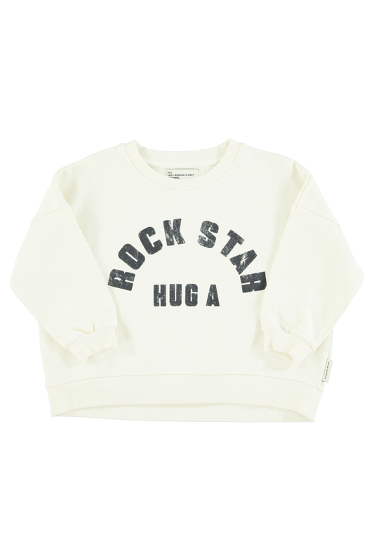 Sweatshirt | Ecru w/ "rock star" print