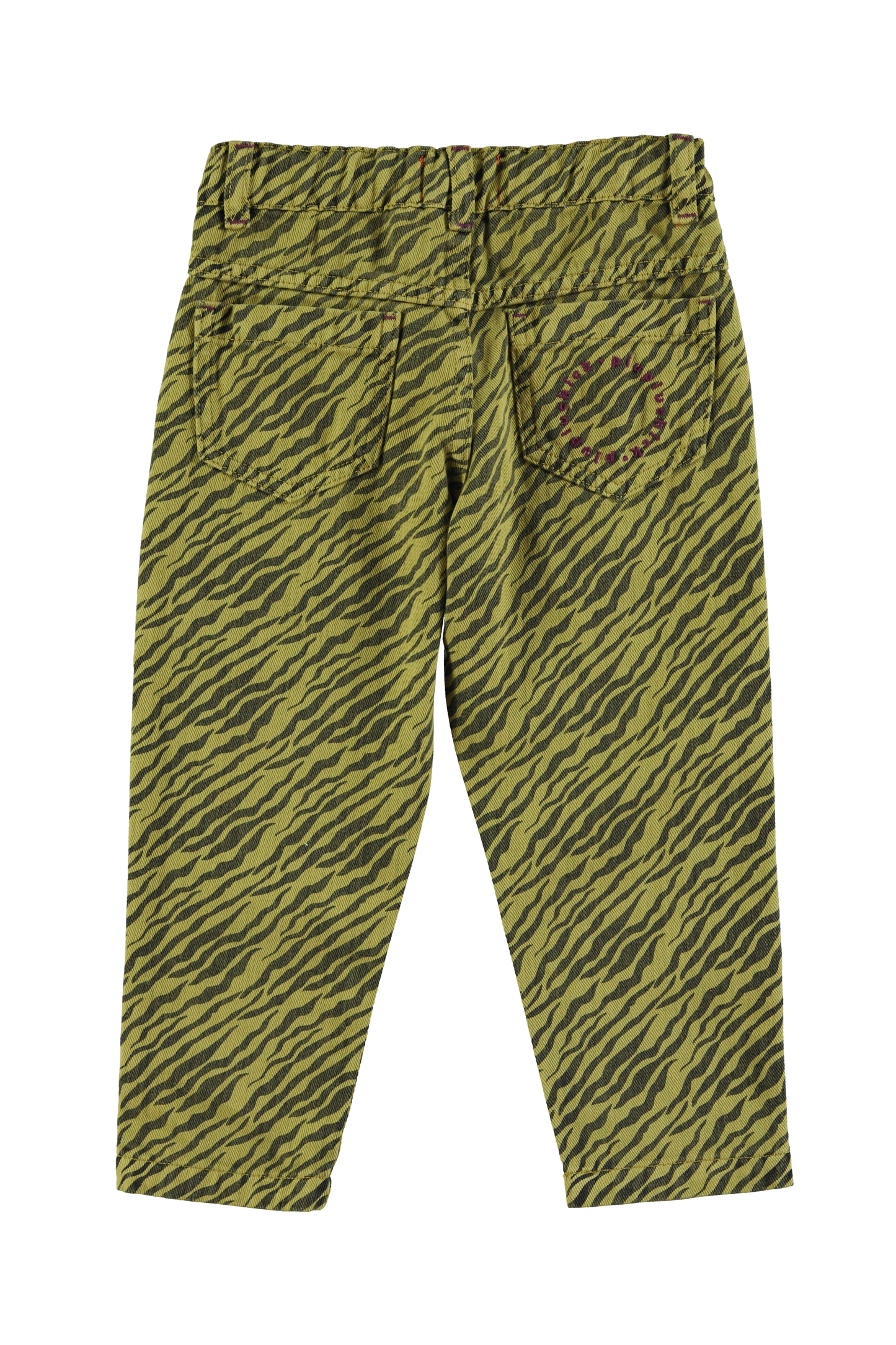 Mom Fit Trousers | Olive Green w/ Zebra Print