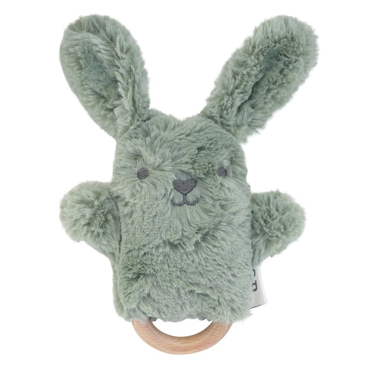 BEAU SAGE GREEN BUNNY SOFT RATTLE TOY