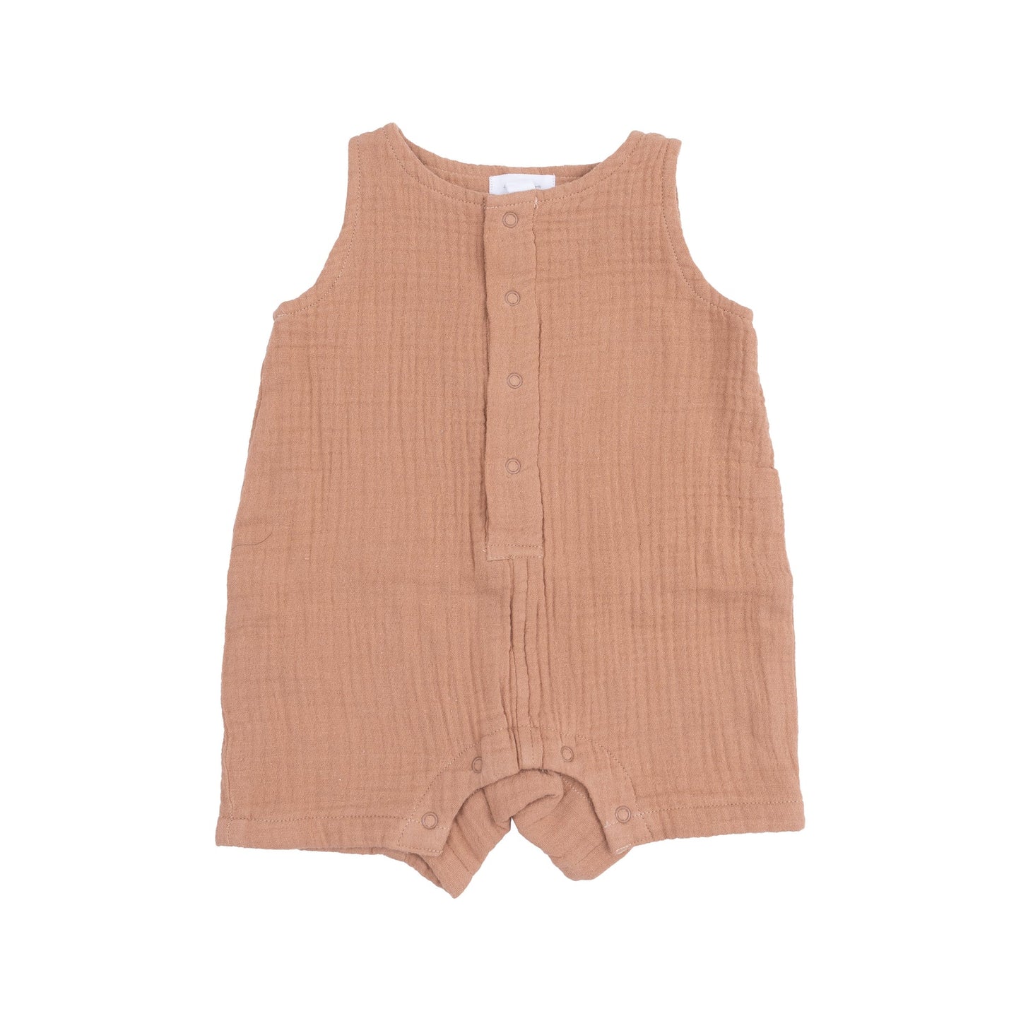 Sleeveless Shortie Romper || Solid Muslin Camel