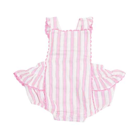 Ric-Rac Ruffle Sunsuit ||Candy Stripe