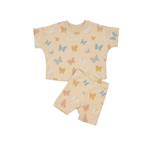 Rib Biker Set || Blue Butterfly