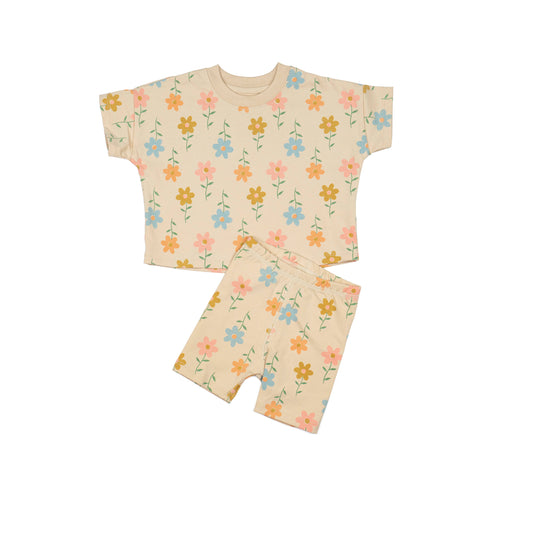 Rib Biker Set || Groovy Flower