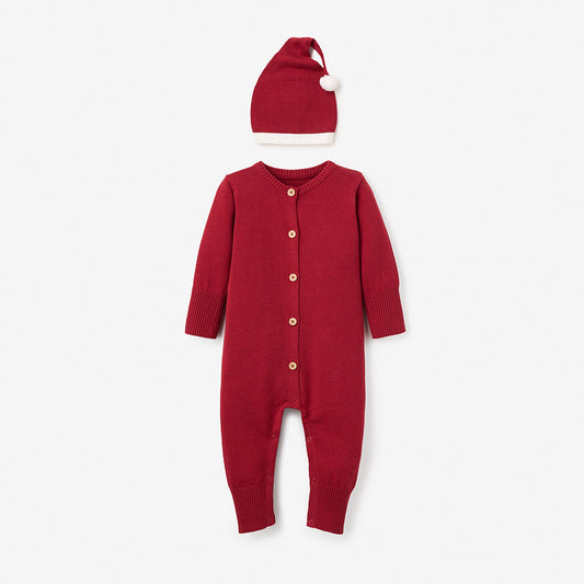 Santa Baby Jumpsuit Dropback seat with hat Red