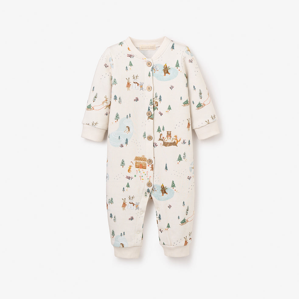 Whimsical Winter Wonderland printed Fleece Jumpsuit