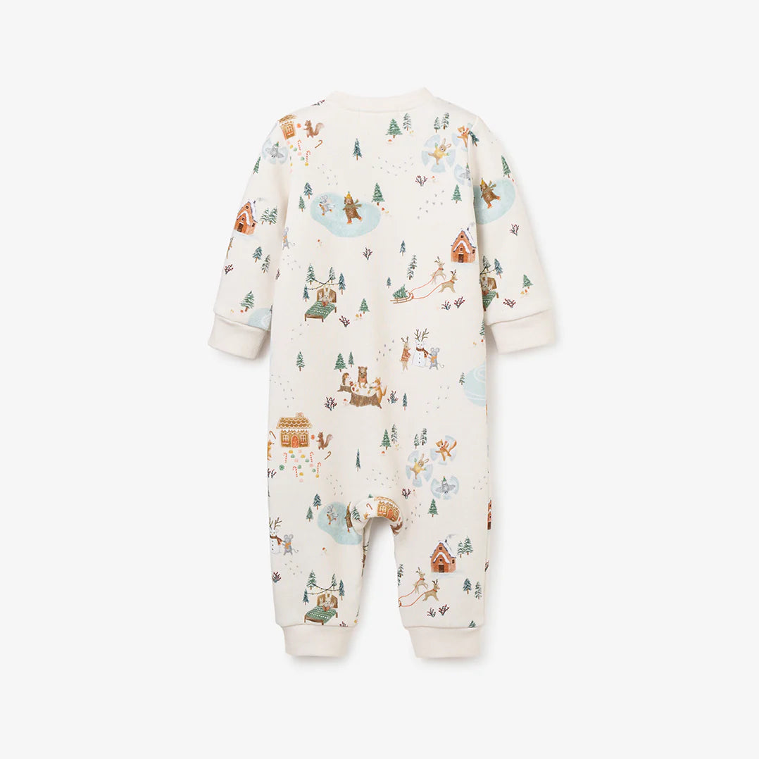 Whimsical Winter Wonderland printed Fleece Jumpsuit