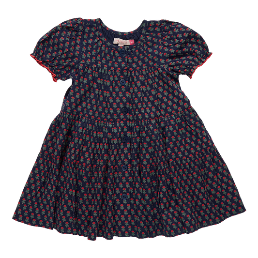 Girls Elizabeth Dress || Navy Carnation