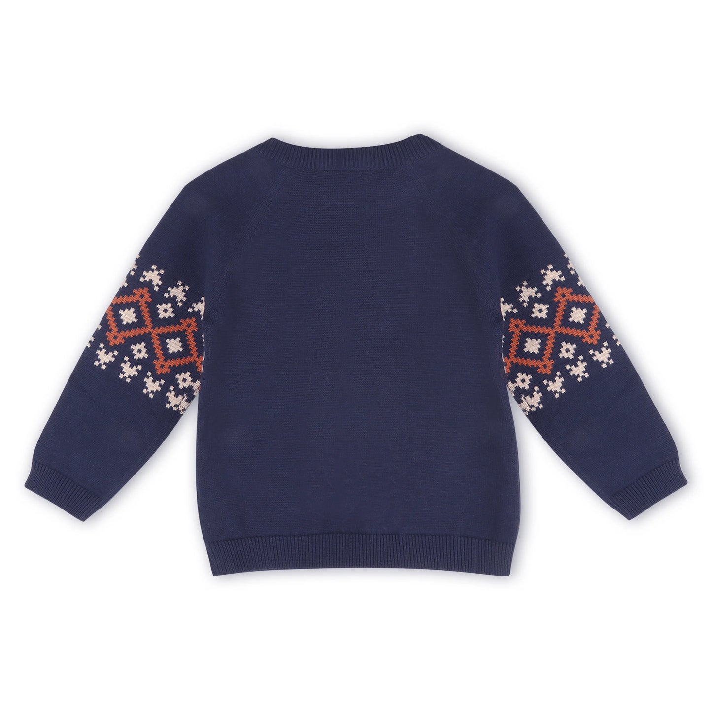 Fair Isle Raglan Sleeve Baby Pullover Sweater Navy