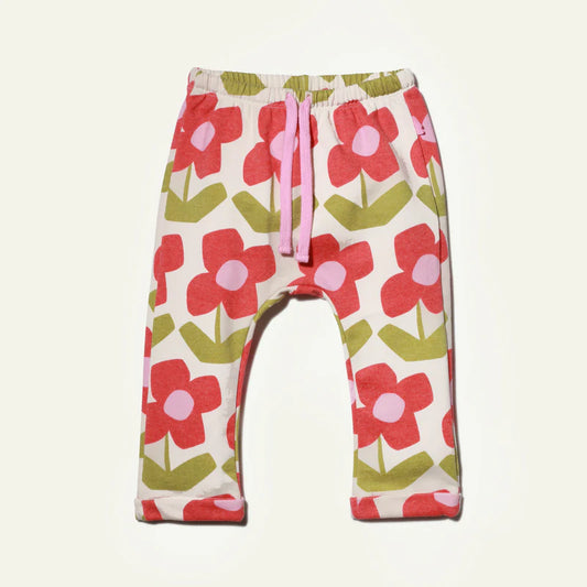 RECYCLED COTTON FLOWER BABY PANT PINK PETAL