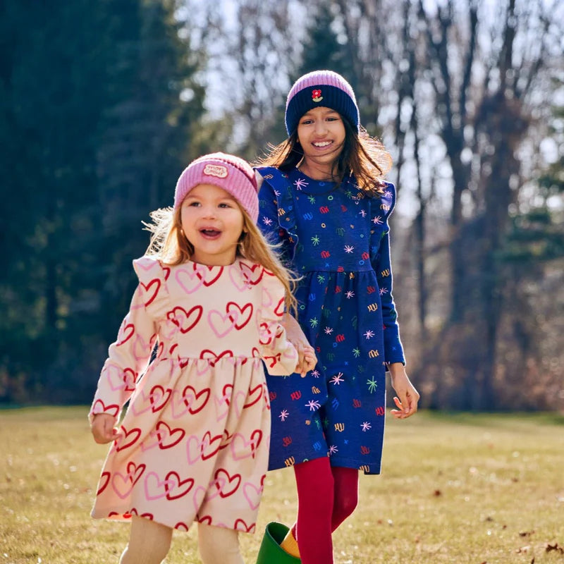 RECYCLED COTTON HEART KID RUFFLE DRESS