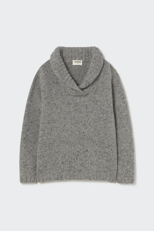 Tweed Tricot Collar Sweater || Grey