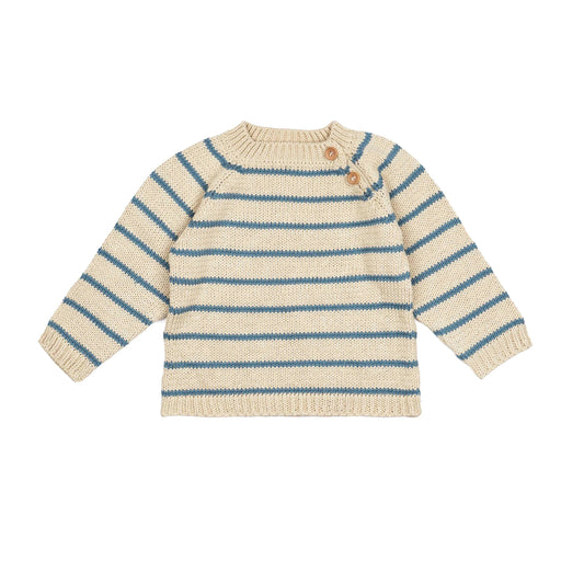 Wild Wawa Crewneck Sweater || Blue Oat Stripe
