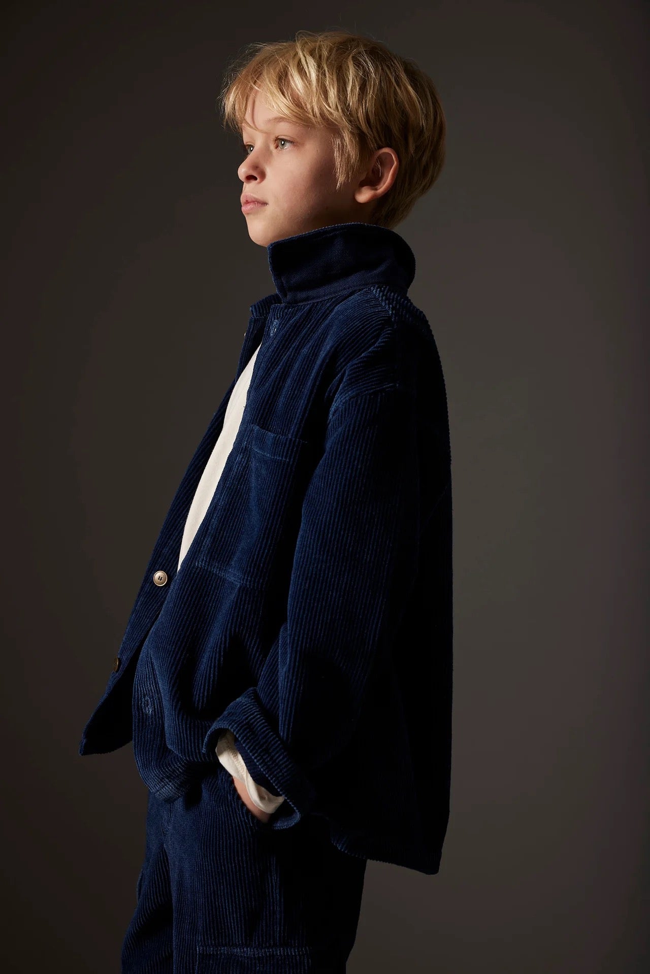 Denim Corduroy Shirt || Navy