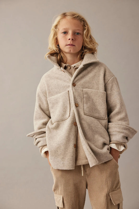 Soft Mélange Bamboo Shirt Jacket || Stone