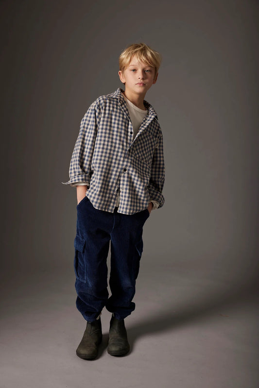 Gingham Flannel Shirt || Stone