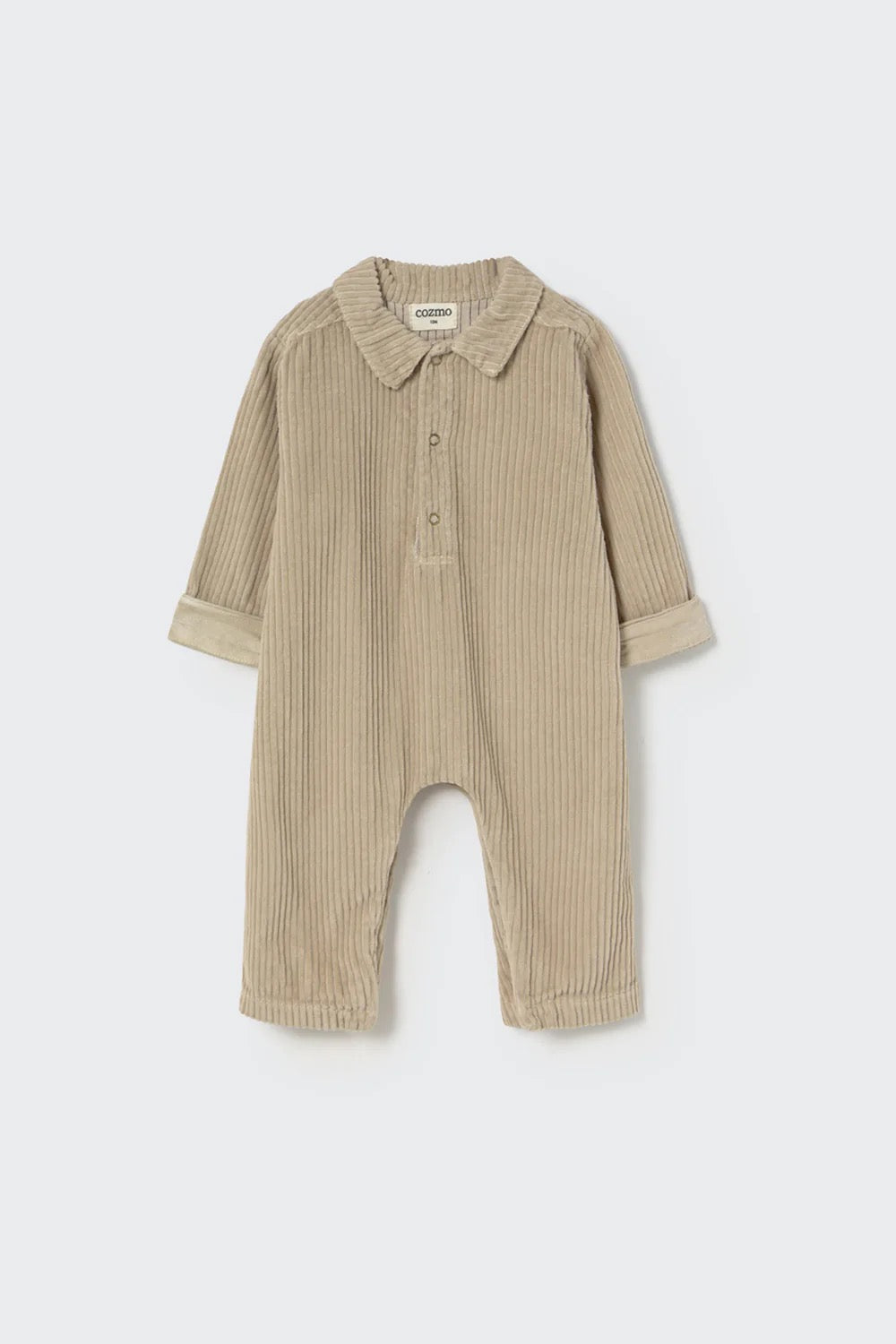 Organic Cotton Wide Corduroy Baby Jumpsuit || Stone