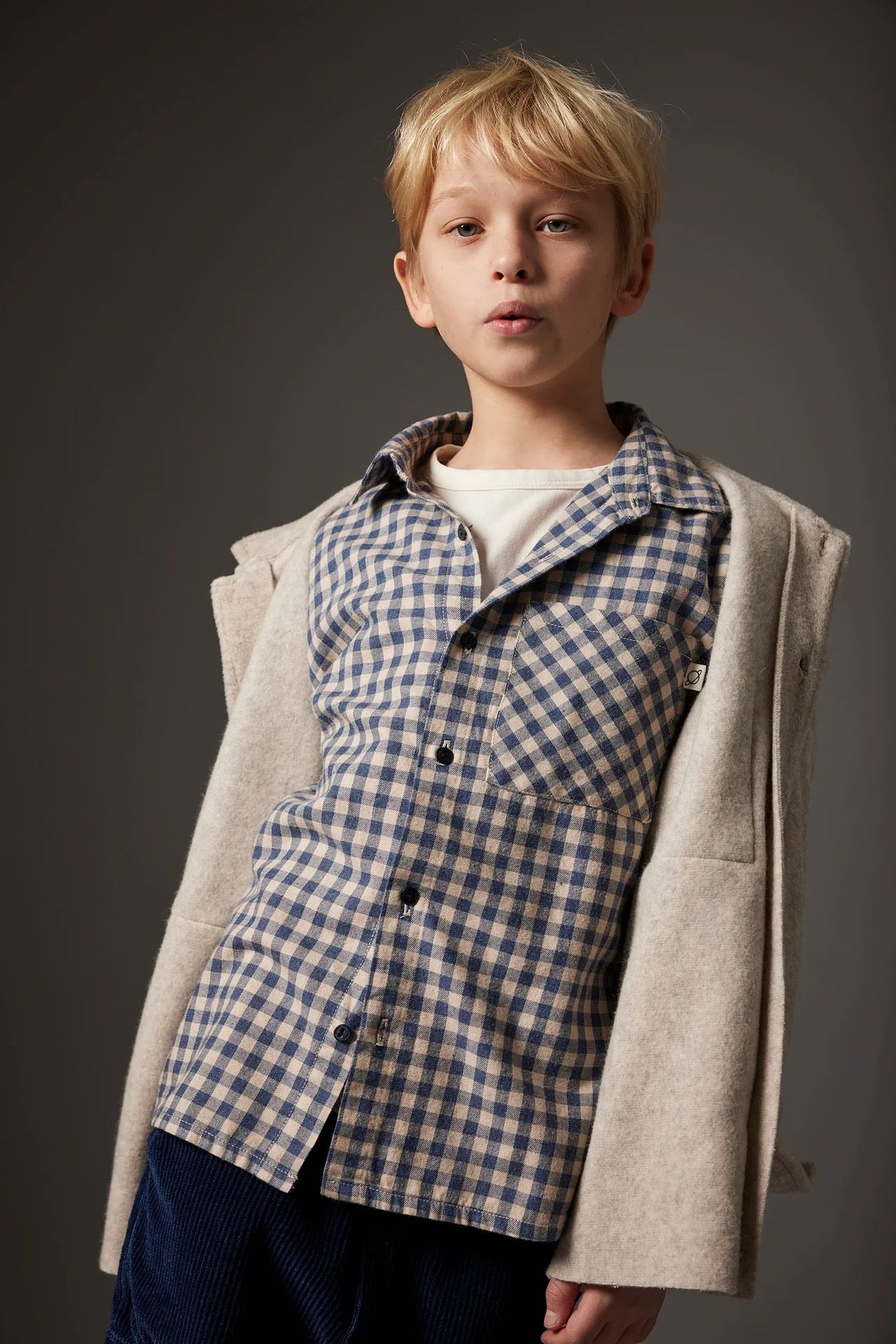 Gingham Flannel Shirt || Stone