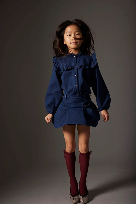 Dobby Denim Blouse & Skirt || Denim