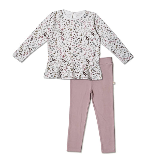 Organic Peplum Top and Leggings Set || Garden