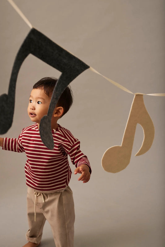 Striped Elastic Fleece Baby T-Shirt || Burgundy