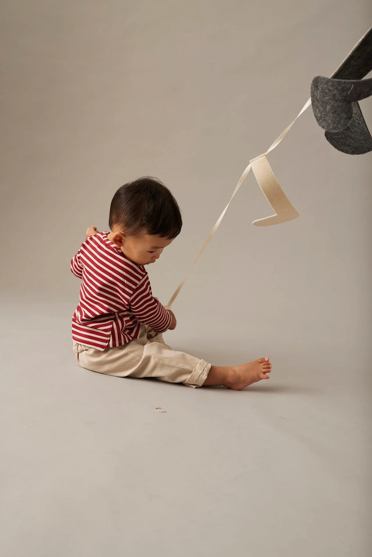Striped Elastic Fleece Baby T-Shirt || Burgundy