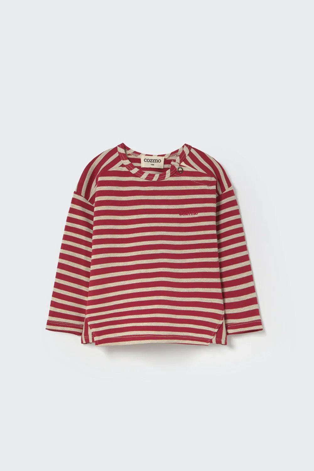 Striped Elastic Fleece Baby T-Shirt || Burgundy