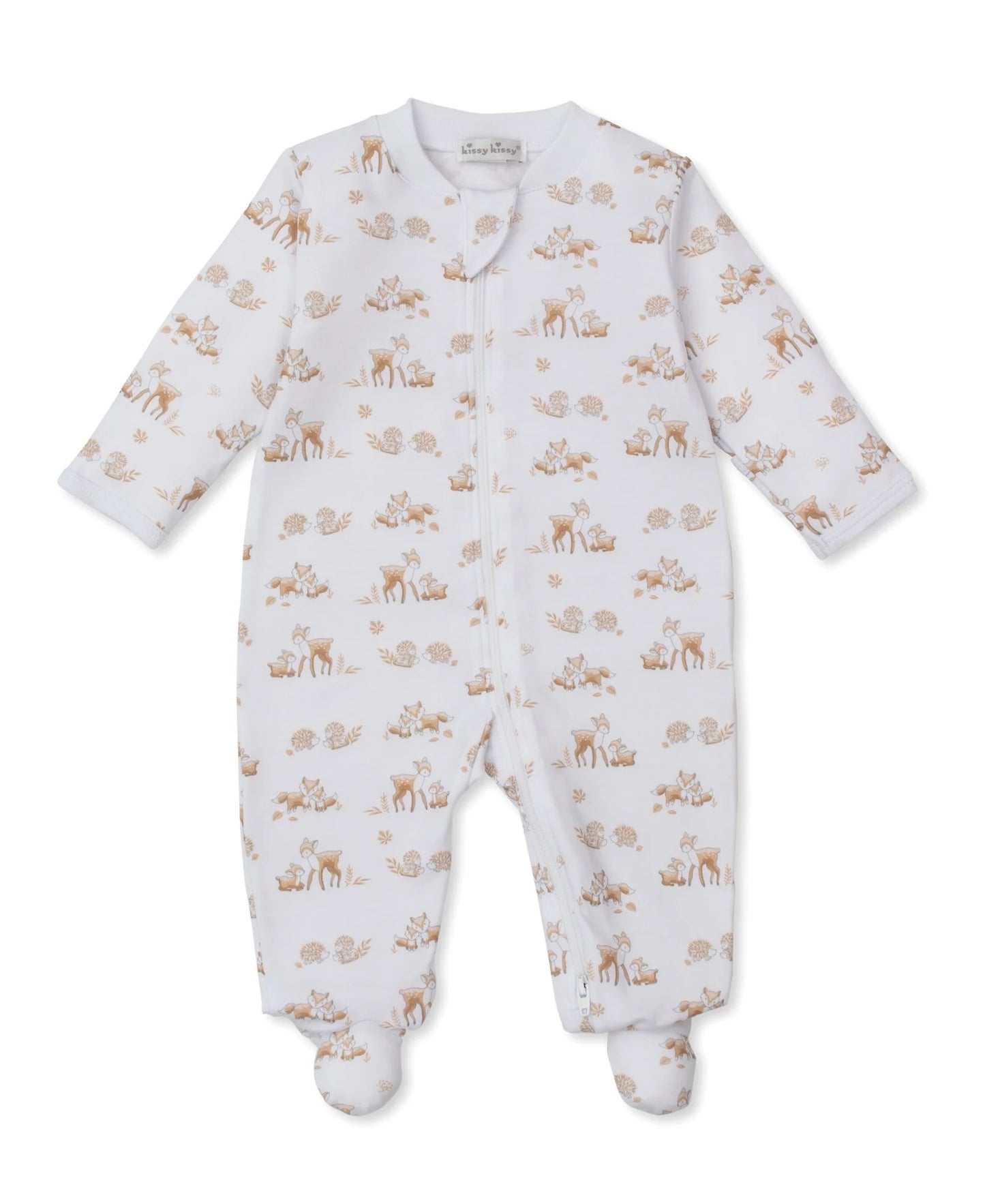 Kissy Kissy Forest Fanfare Tan Zip Footie