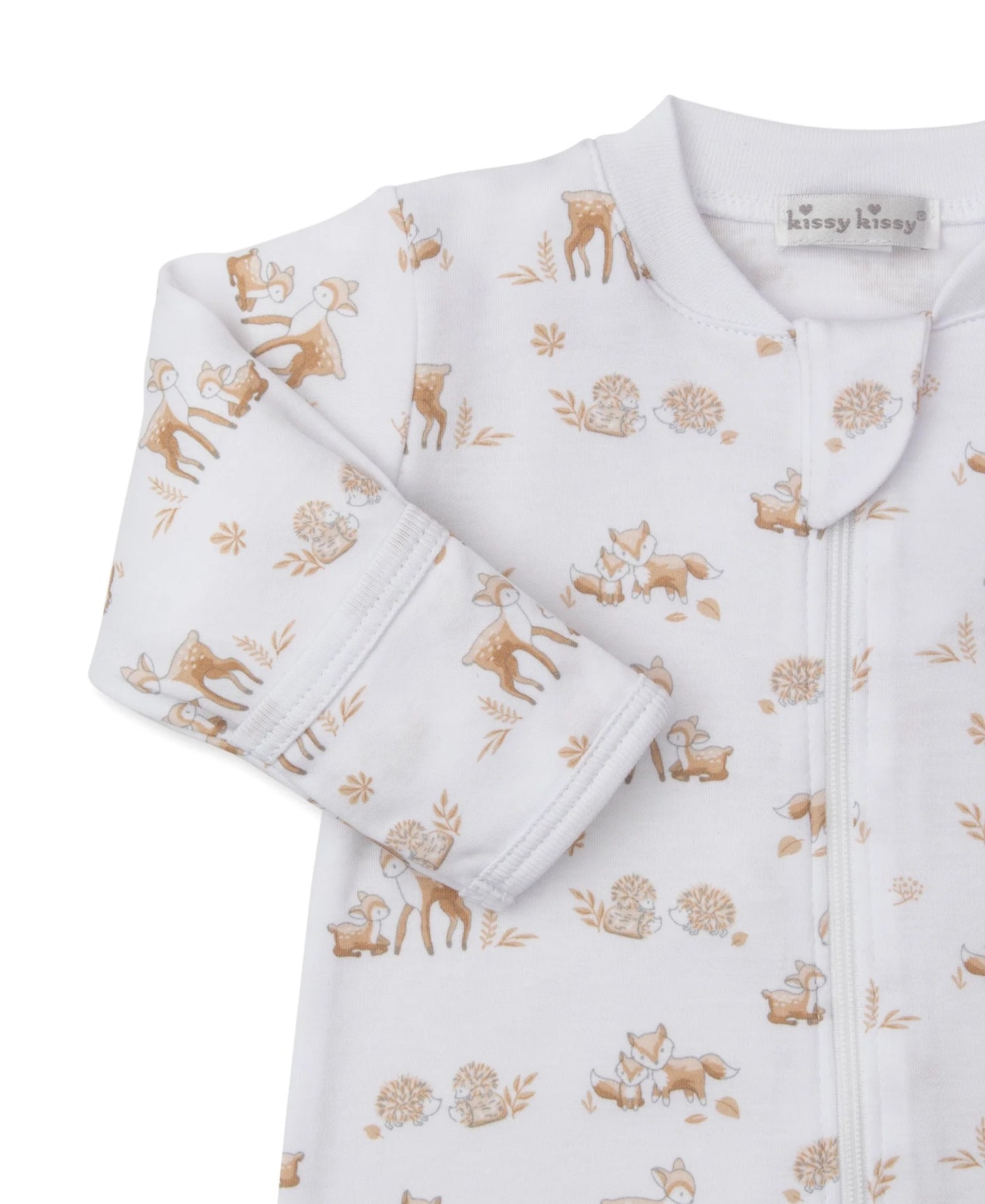 Kissy Kissy Forest Fanfare Tan Zip Footie