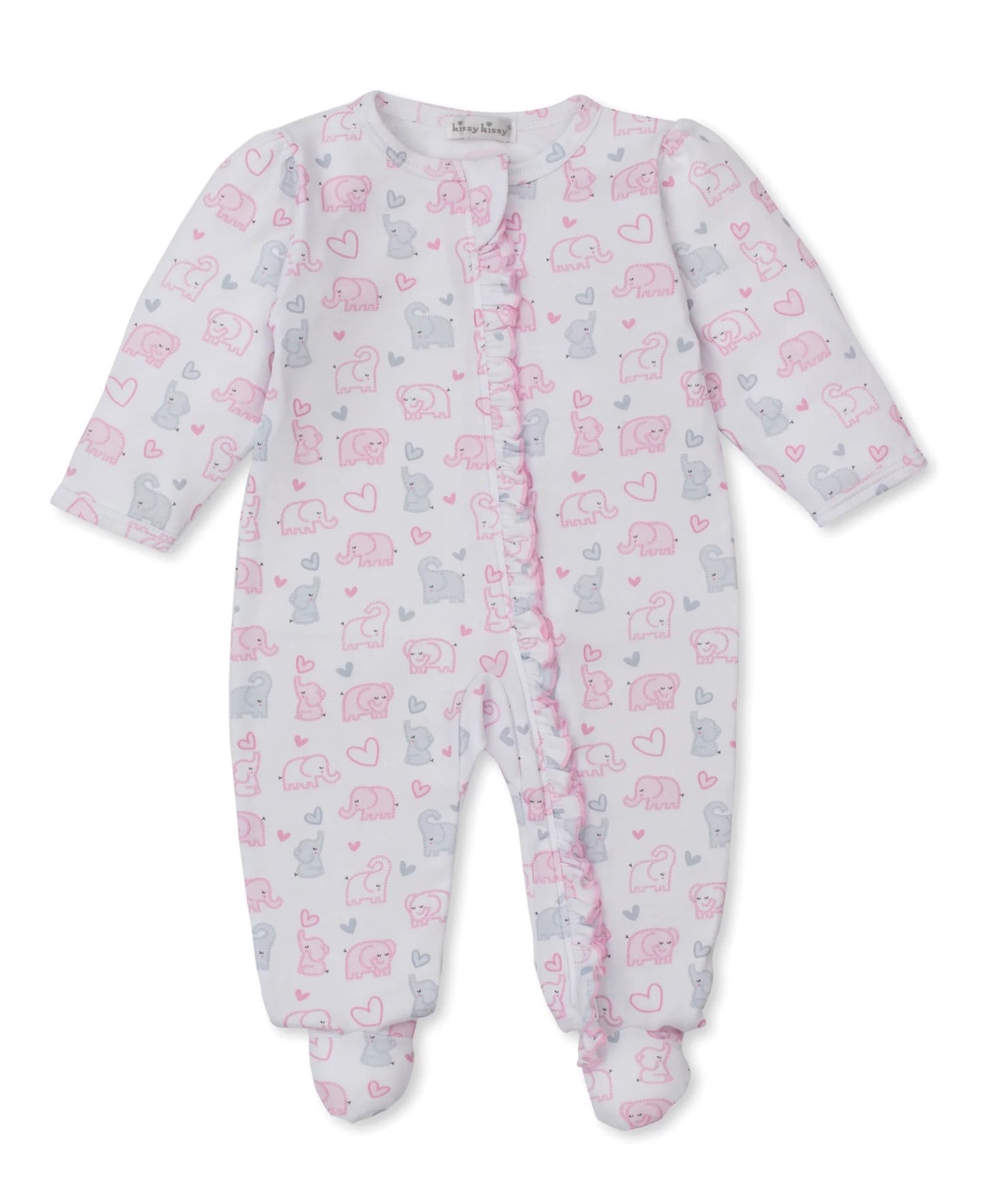Baby Elephant Heart Zip Footie