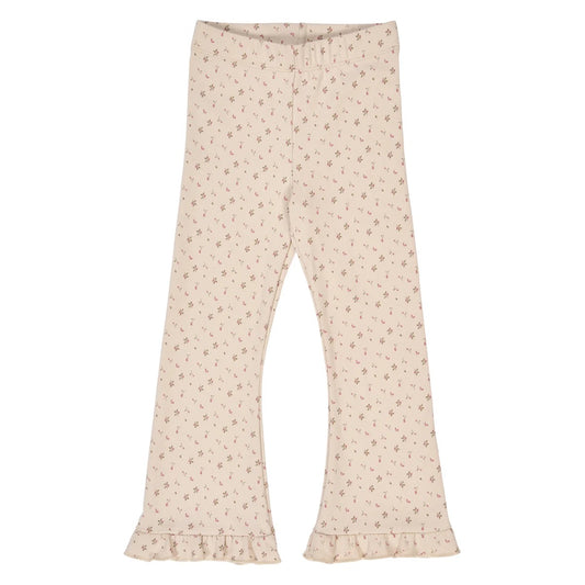 Aster Floral Flared Rib Pant || Nostalgia Rose/Beige
