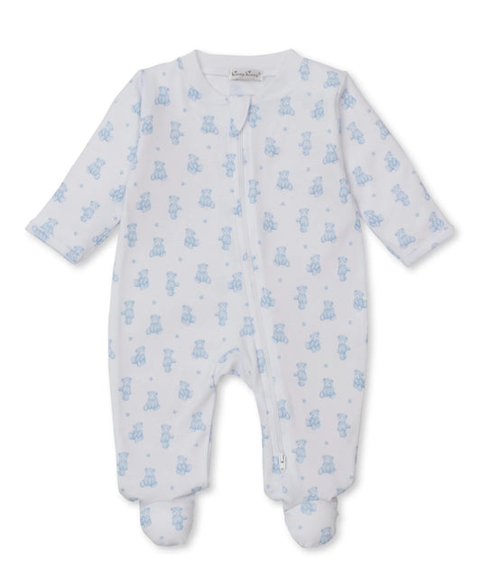 Teddy Bear Time Blue Zip Footie and Hat Set