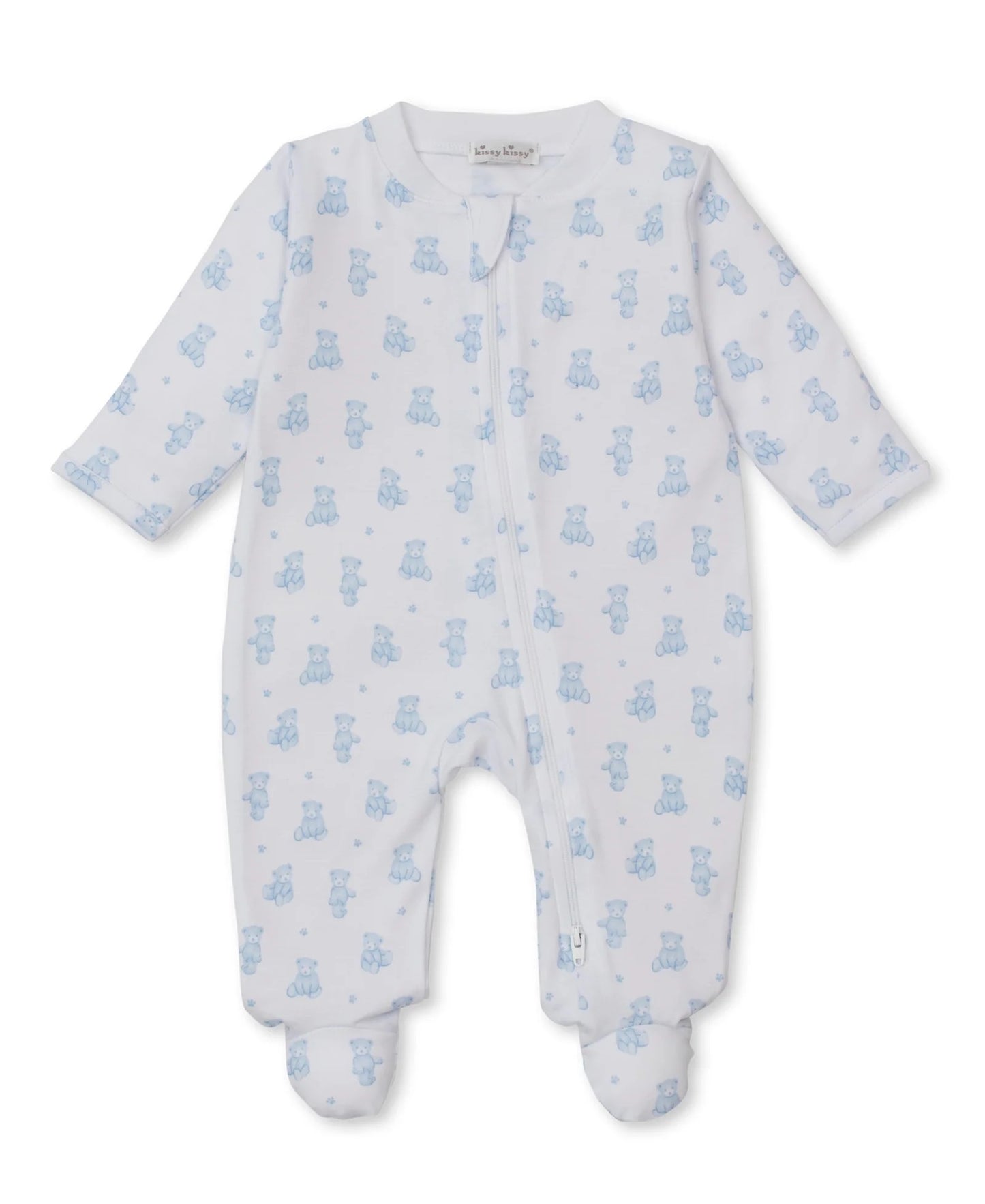 Teddy Bear Tome Zipper Foot Print Blue
