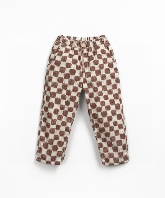Corduroy Trousers with Tile Print