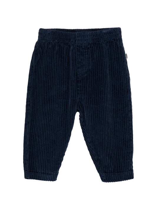 Corduroy Velour Knit Baby Pants || Navy