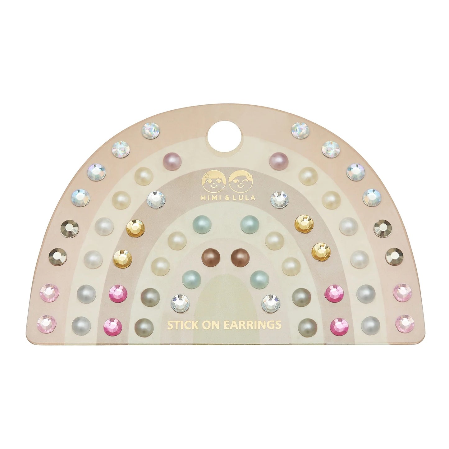 Pink Gem & Pearl Stick On Earrings