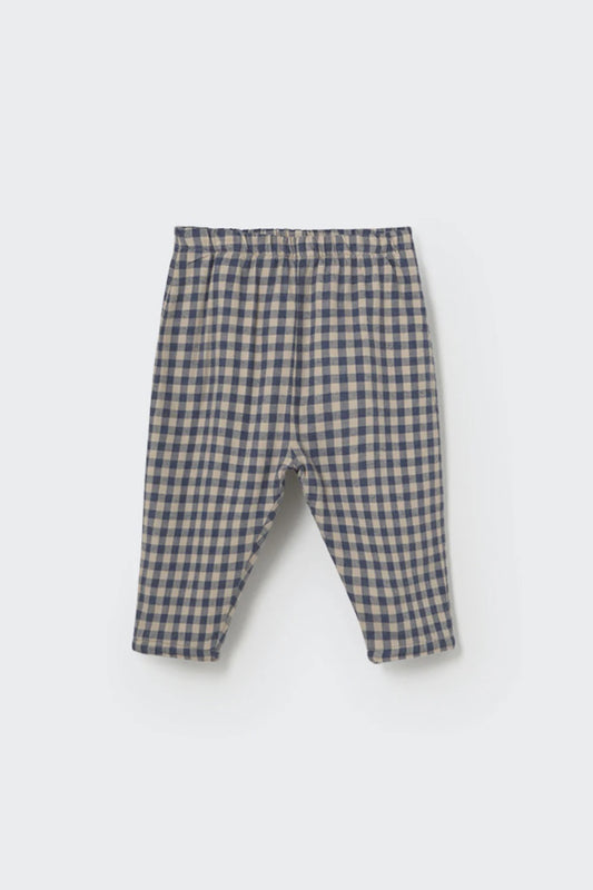 Gingham Flannel Baby Pants || Stone
