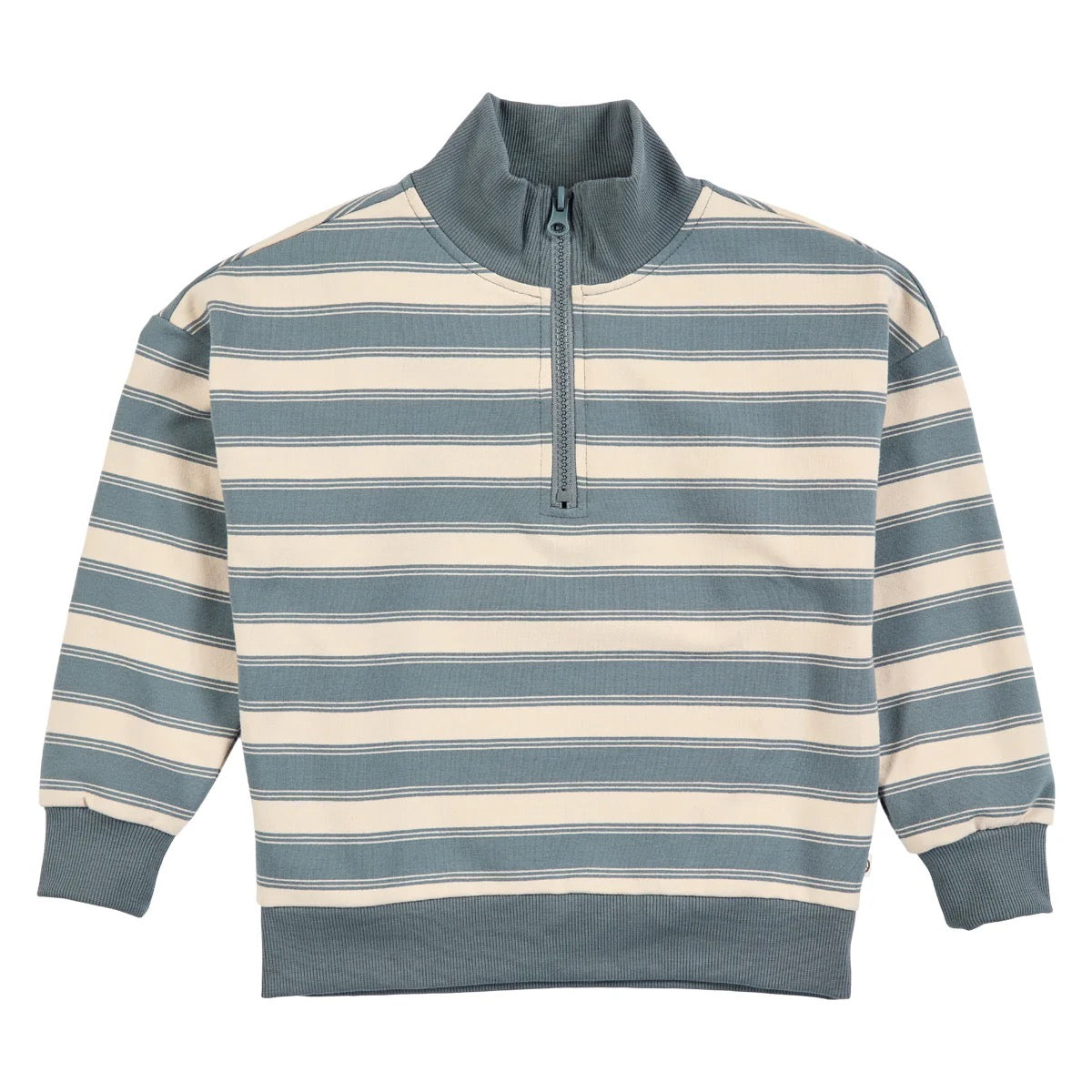 Boys Half Zip Strip Sweatshirt || Stormy Blue