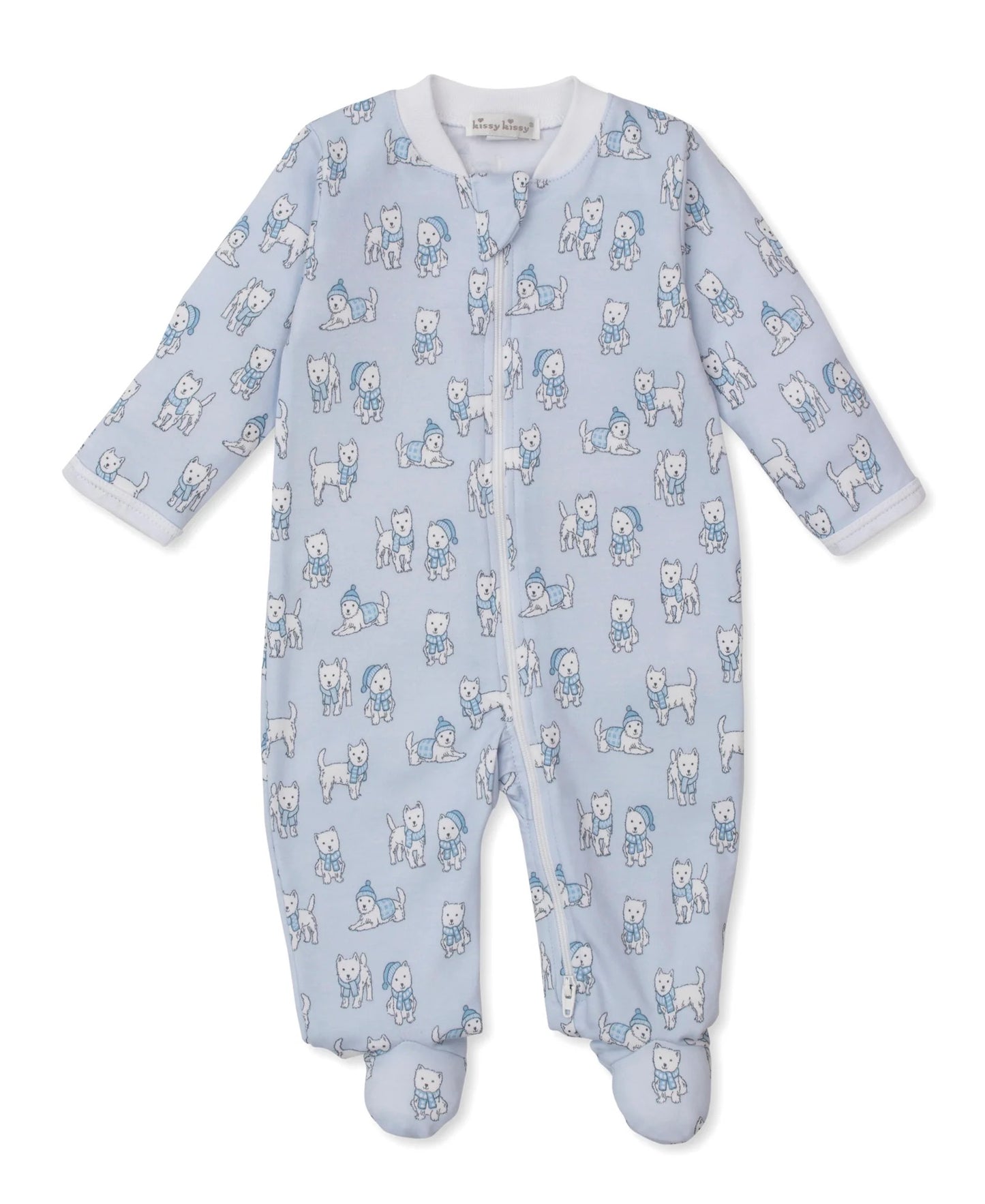 Pack of Pups Blue Newborn Zip Footie and Hat Set