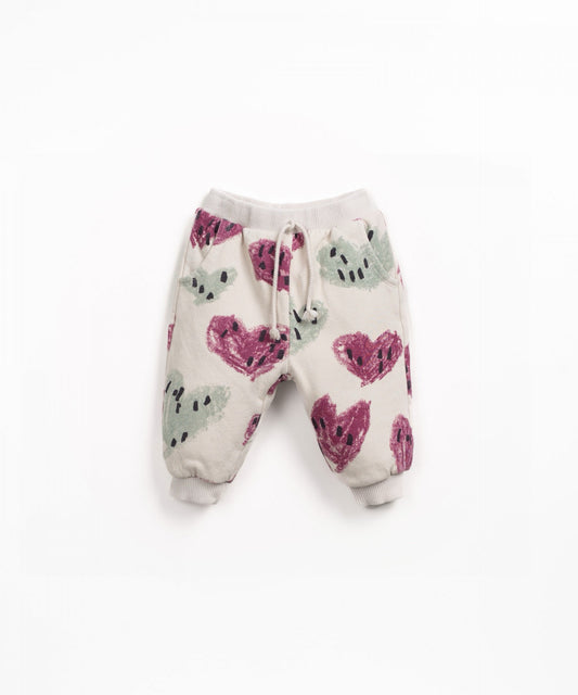 Printed Fleece Trousers || Heart Print