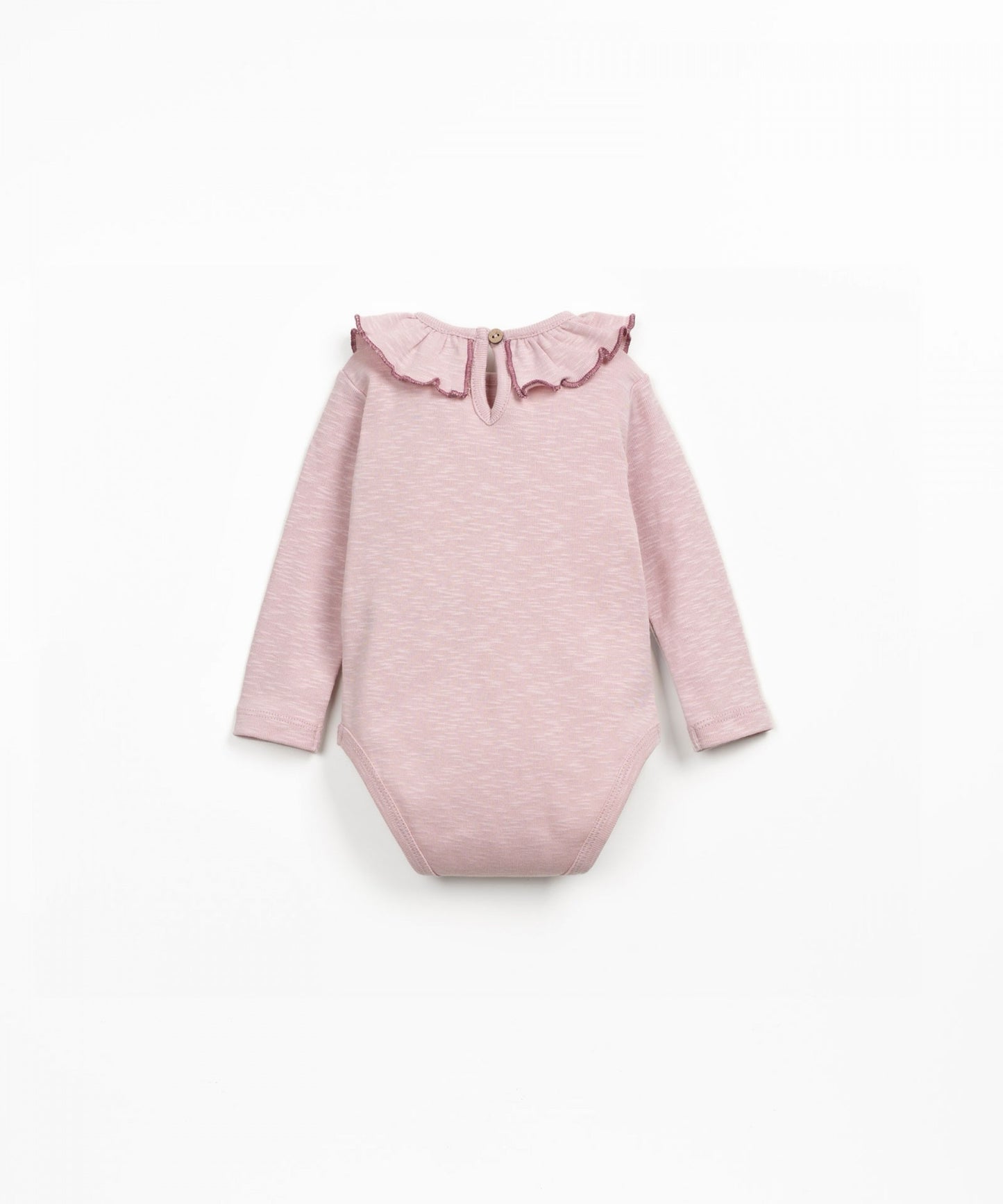 Rib Flame Bodysuit with Ruffle Collar || Rose