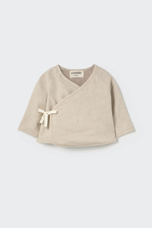 Melange Flannel Newborn Top || Stone