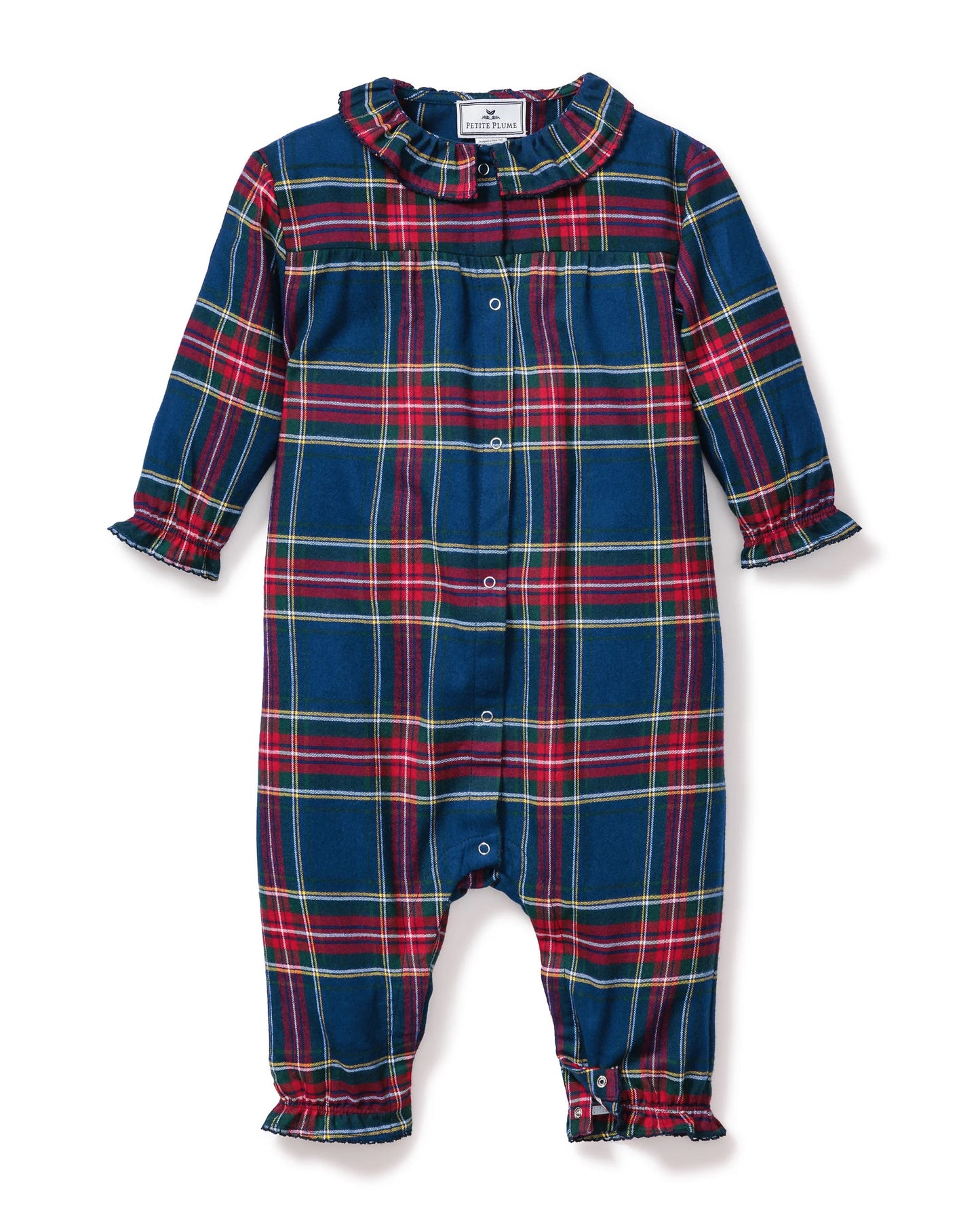 Petite Plume Baby's Brushed Twill Madeline Romper || Windsor Tartan