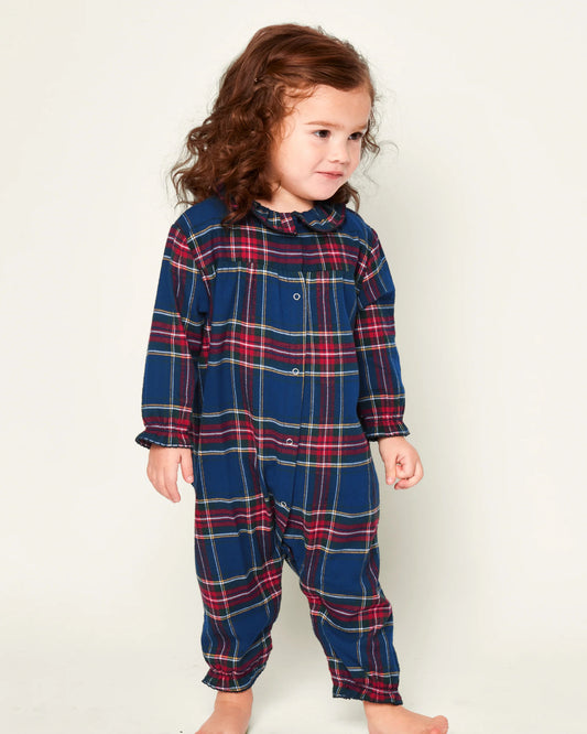 Petite Plume Baby's Brushed Twill Madeline Romper || Windsor Tartan