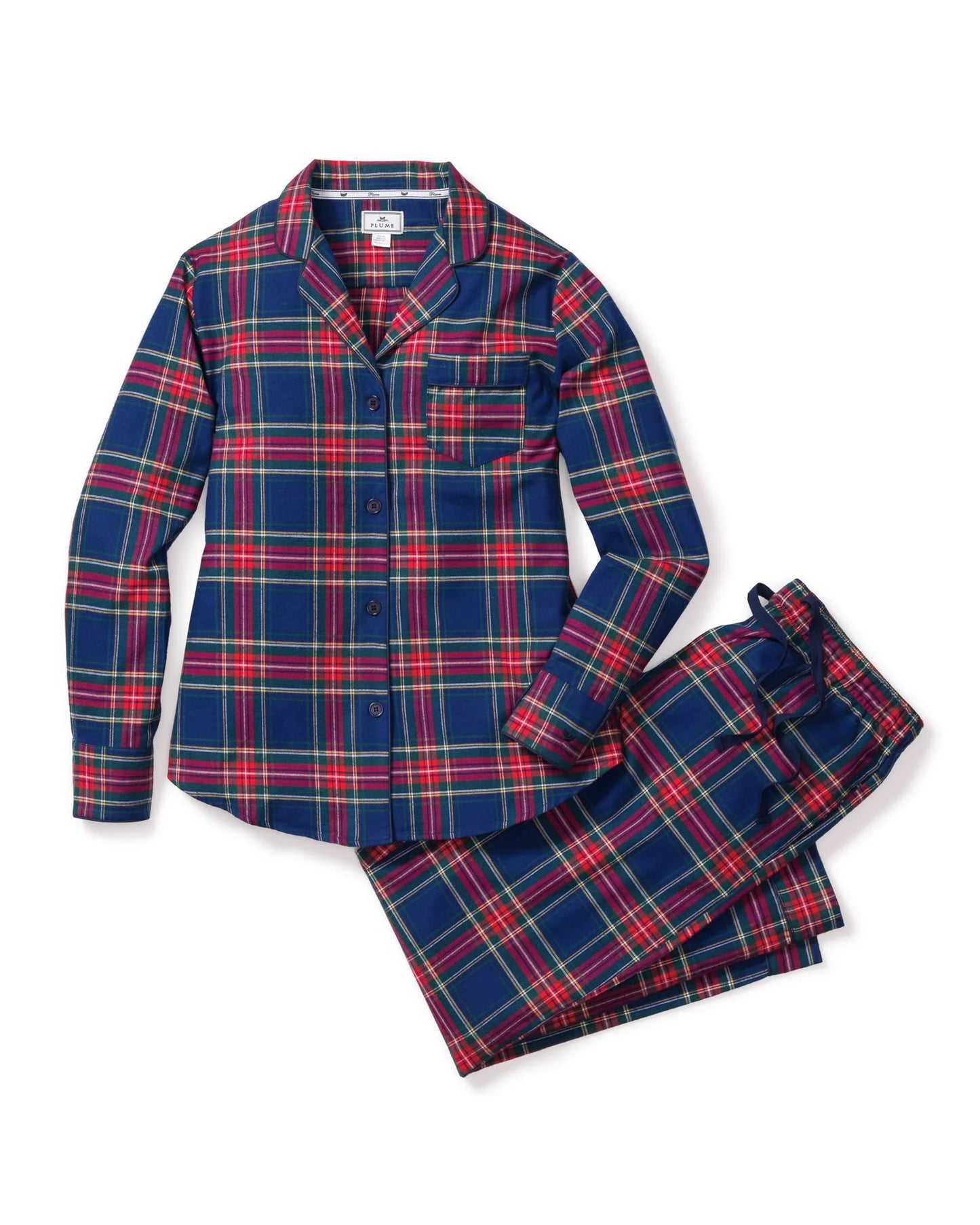 Petite Plume Women's Brushed Twill Pajama Set || Windsor Tartan