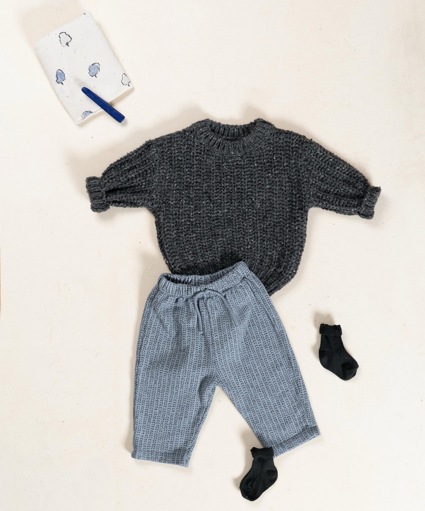 Blue Fleece Trousers with Elastic Waist