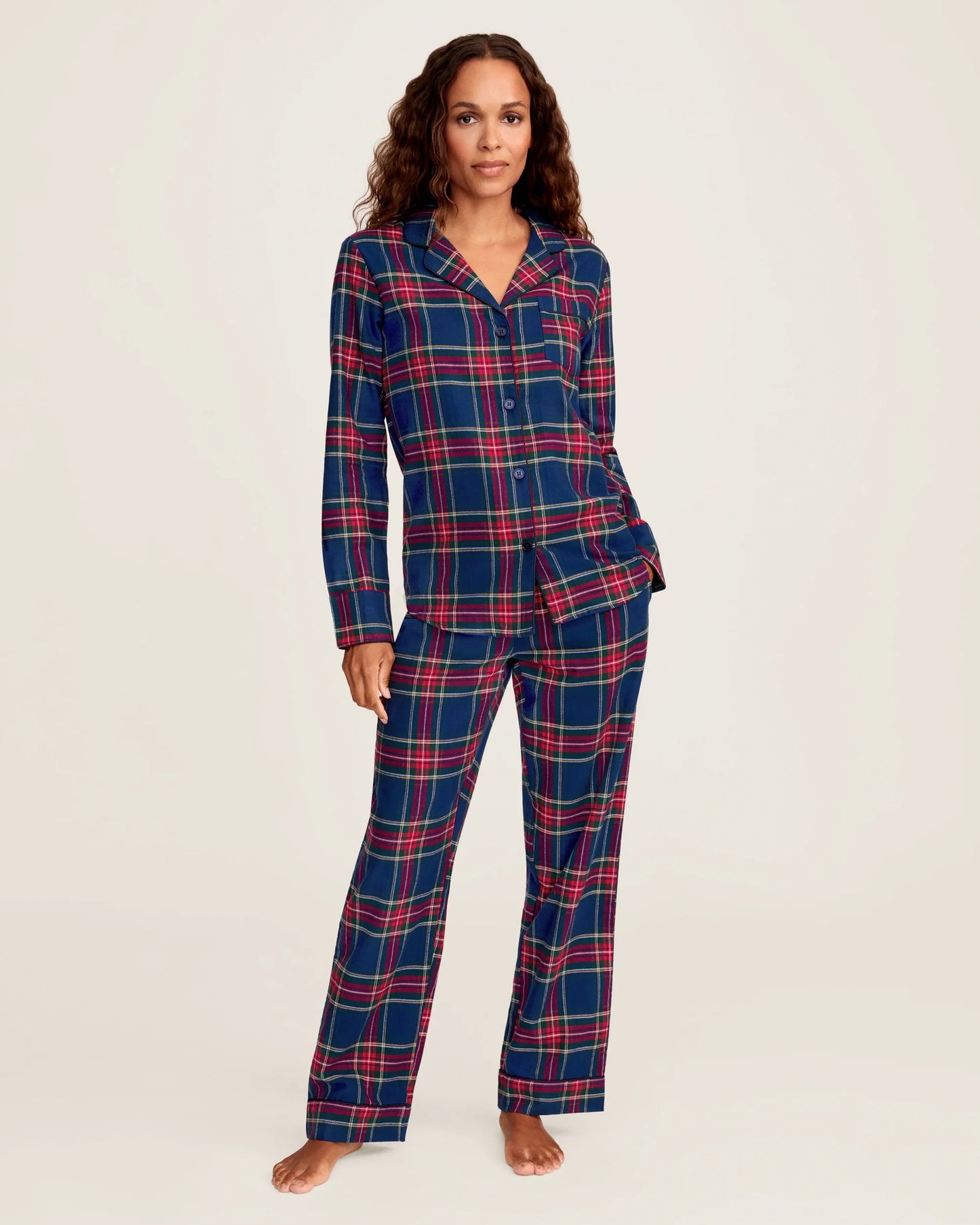 Petite Plume Women's Brushed Twill Pajama Set || Windsor Tartan