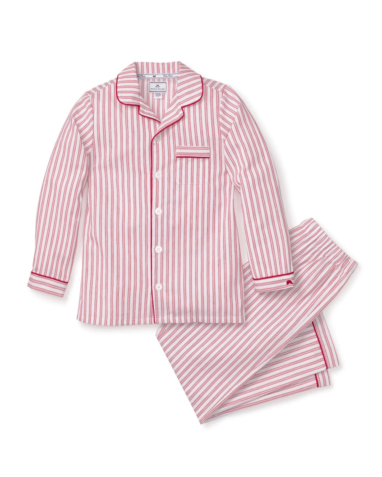 Petite Plume Kid's Twill Pajama Set || Antique Red Ticking