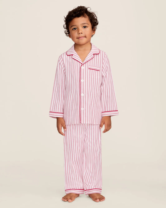 Petite Plume Kid's Twill Pajama Set || Antique Red Ticking